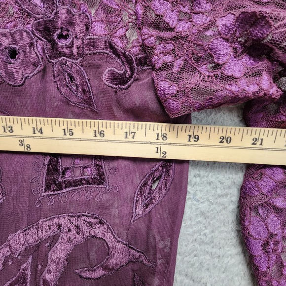 Vintage Gantos Blouse Womens Small Purple Lace Floral Whimsigoth Boho Witchy NEW - Picture 10 of 11